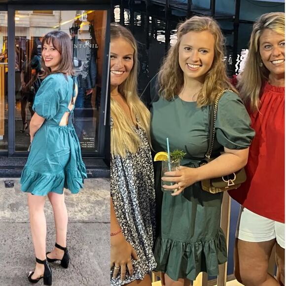 Peter‎ Som Green Puff Sleeve Tiered Mini Dress 10 - Picture 2 of 9